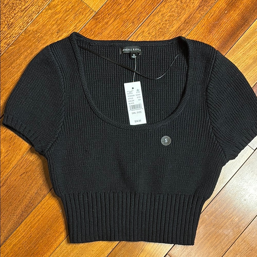 Kendall & Kylie Knit and Ribbed Crop Top
